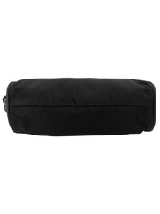 Nylon logo plate one-shoulder bag in black