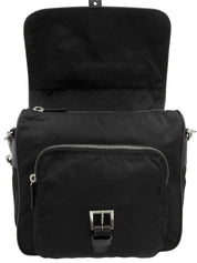 ナイロンロゴプレートワンショルダーバッグ ブラック