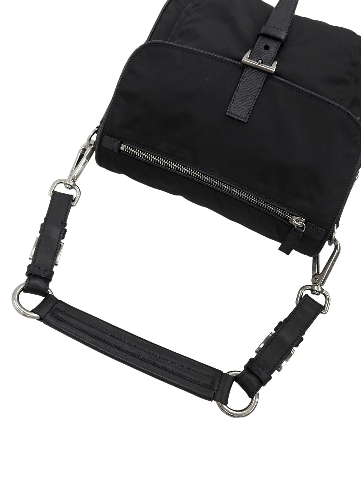 ナイロンロゴプレートワンショルダーバッグ ブラック