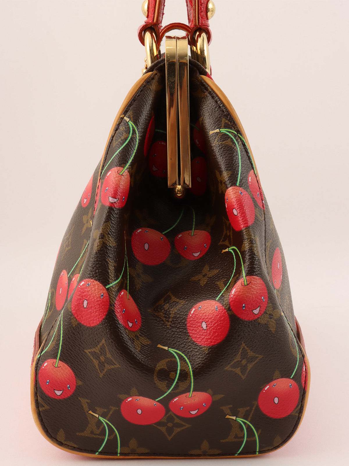 2005 Takashi Murakami Collaboration Monogram Cherry Sac Fermoir MM Brown/Red