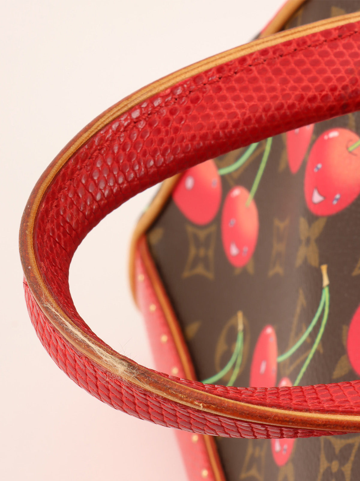 2005 Takashi Murakami Collaboration Monogram Cherry Sac Fermoir MM Brown/Red