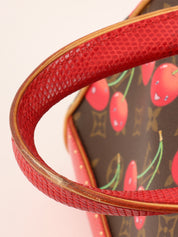 2005 Takashi Murakami Collaboration Monogram Cherry Sac Fermoir MM Brown/Red