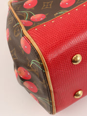 2005 Takashi Murakami Collaboration Monogram Cherry Sac Fermoir MM Brown/Red