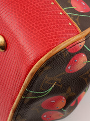 2005 Takashi Murakami Collaboration Monogram Cherry Sac Fermoir MM Brown/Red