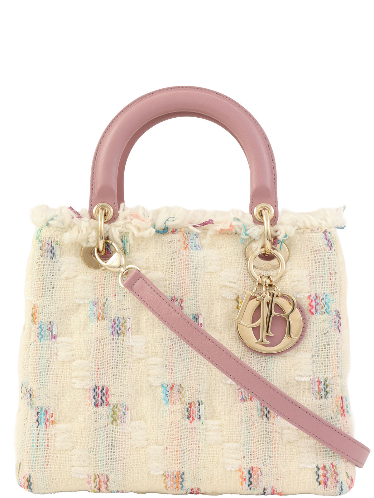 ツイードレディディオール2wayバッグ ホワイト/ピンク/マルチ