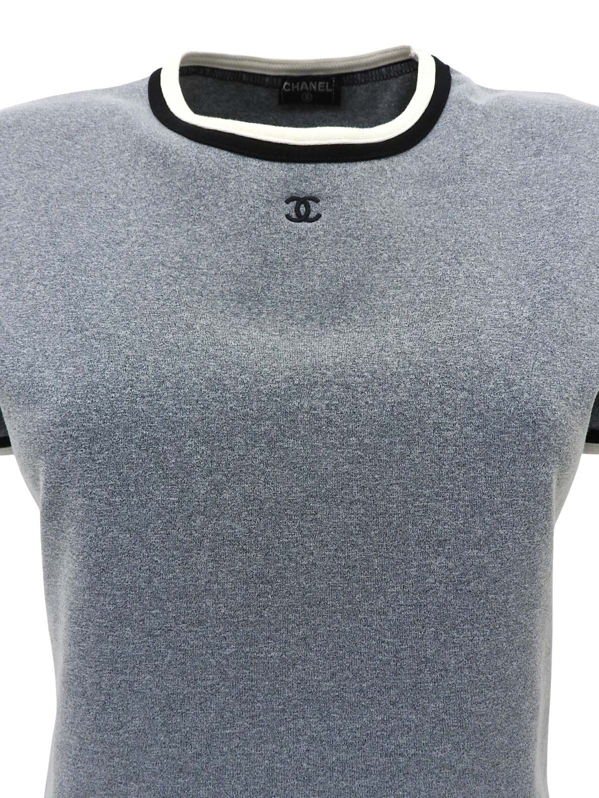 ココマーク刺繡ハーフスリーブトップス グレー