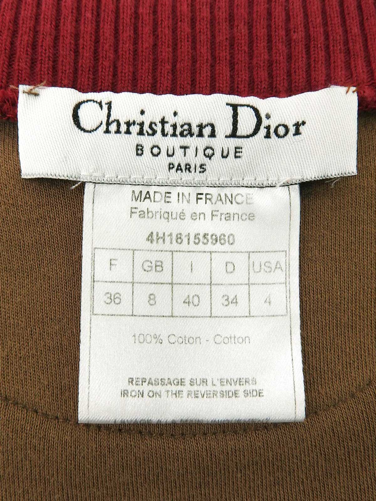 コットンラスタVネックハーフスリーブトップス　ブラウン/マルチ