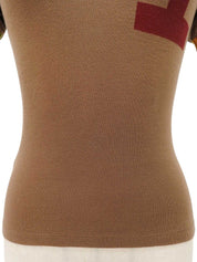 Cotton Rasta V-neck short-sleeve top in brown/multi