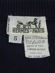 Navy cotton knit long-sleeved top