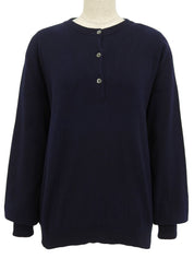 コットンニット長袖トップス ネイビー