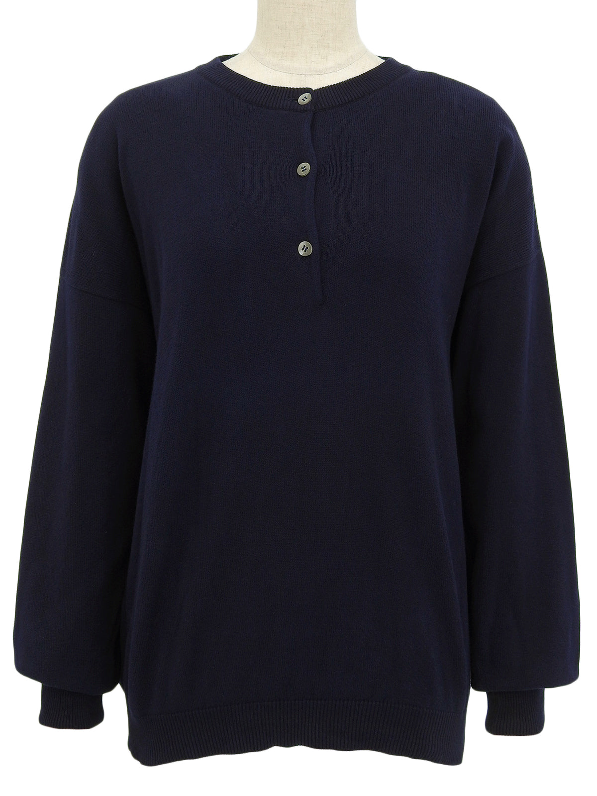 コットンニット長袖トップス ネイビー