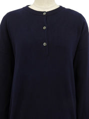 コットンニット長袖トップス ネイビー