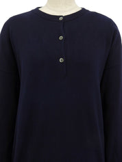 Navy cotton knit long-sleeved top
