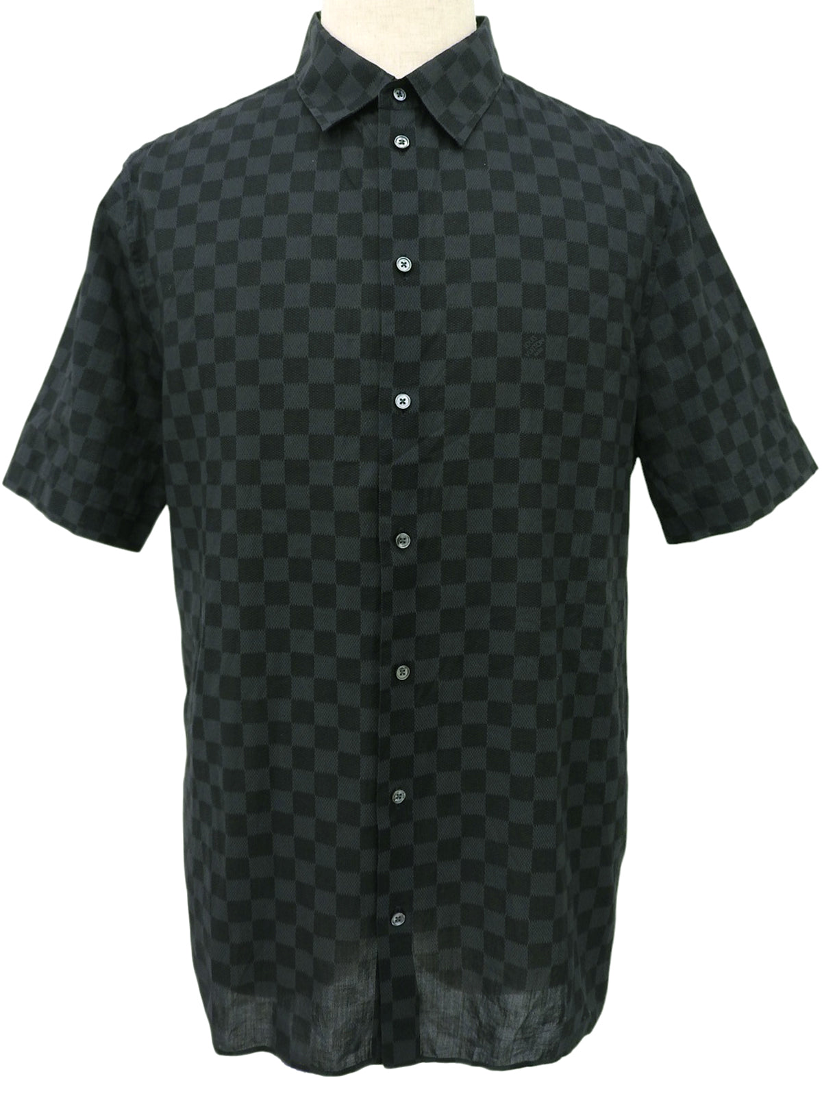 Damier Pattern Short Sleeve Shirt in Black