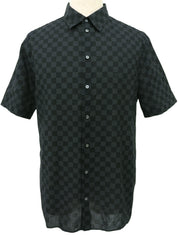 Damier Pattern Short Sleeve Shirt in Black