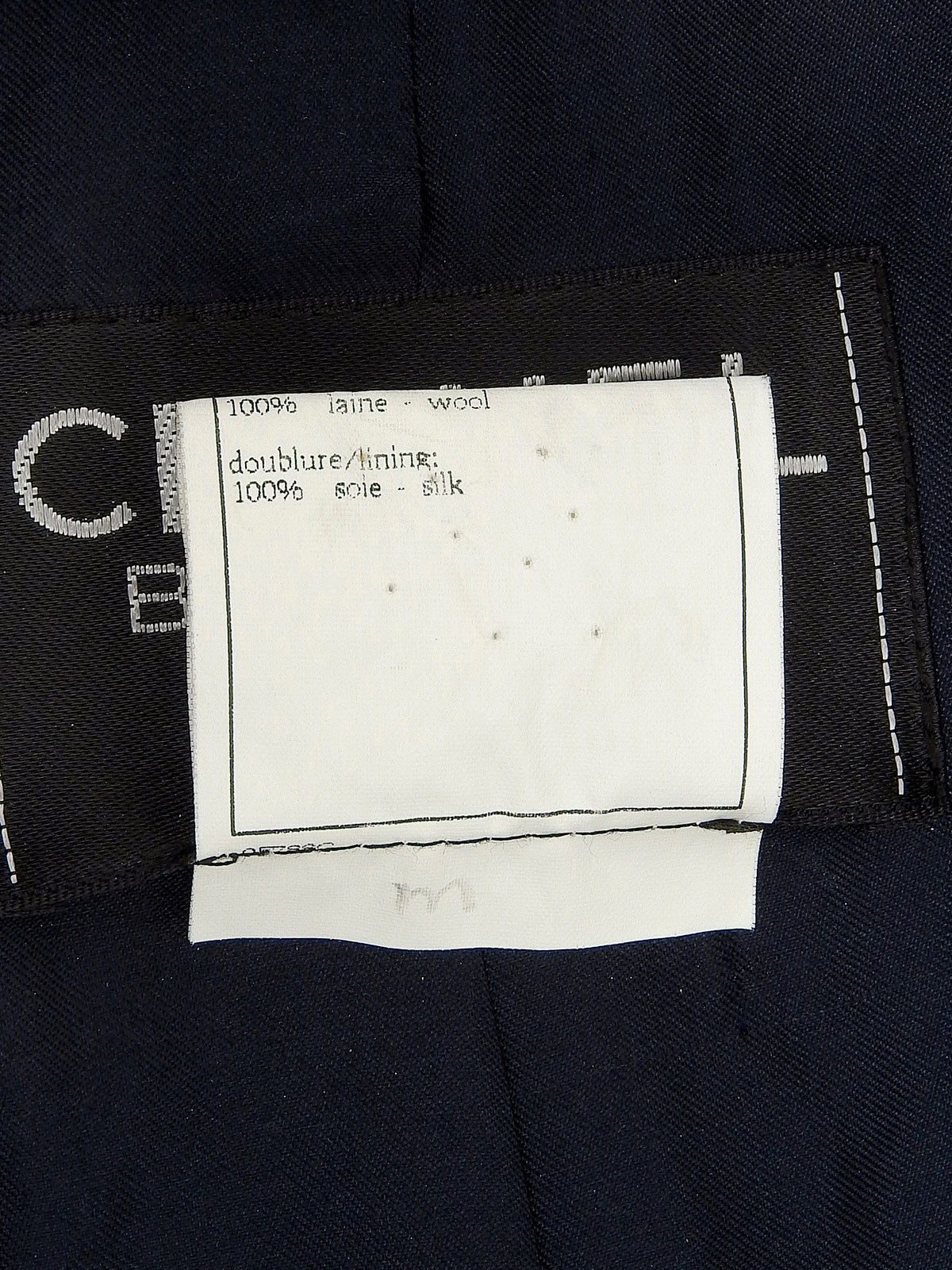 1997年製 ウール CCマークボタンダブルブレストロングコート ネイビー