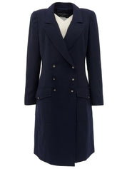 1997年製 ウール CCマークボタンダブルブレストロングコート ネイビー