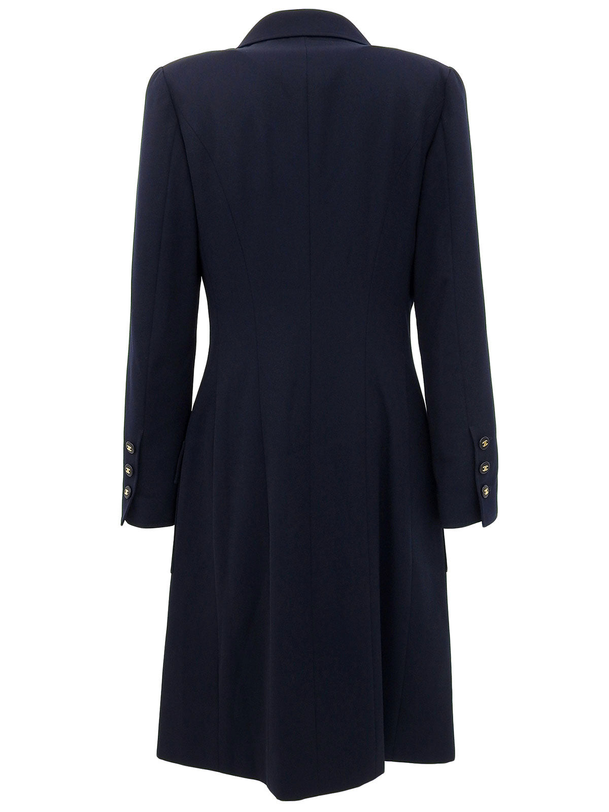 1997年製 ウール CCマークボタンダブルブレストロングコート ネイビー