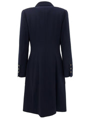 1997年製 ウール CCマークボタンダブルブレストロングコート ネイビー