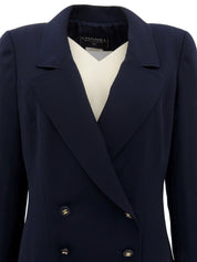 1997年製 ウール CCマークボタンダブルブレストロングコート ネイビー