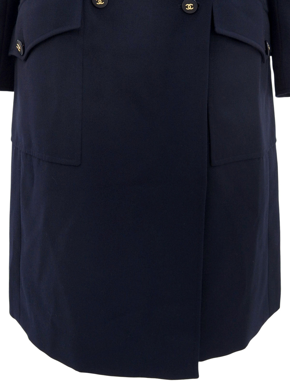 1997年製 ウール CCマークボタンダブルブレストロングコート ネイビー