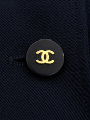 1997年製 ウール CCマークボタンダブルブレストロングコート ネイビー