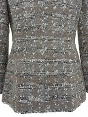 1994年製 ツイードCCマークボタンノーカラージャケット グレー/ホワイト/ブラック