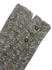 1994年製 ツイードCCマークボタンノーカラージャケット グレー/ホワイト/ブラック