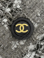 1994年製 ツイードCCマークボタンノーカラージャケット グレー/ホワイト/ブラック