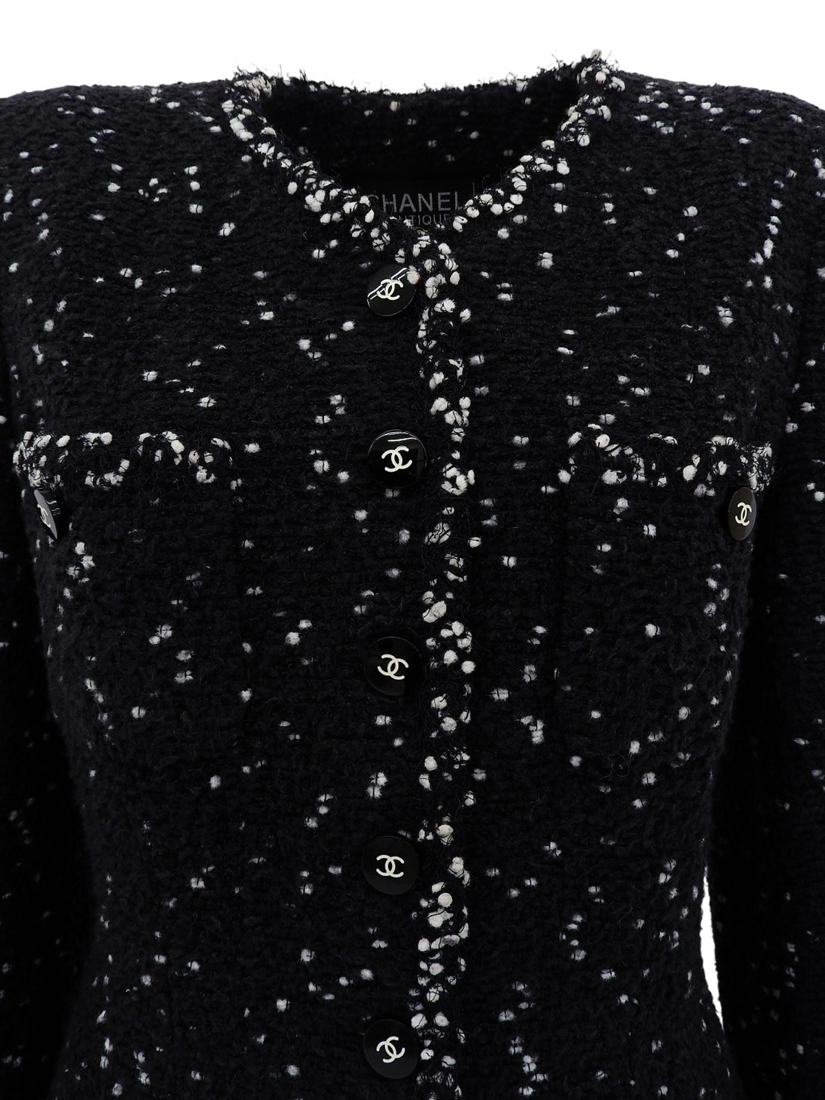 1995年製 ツイードドットCCマークボタンジャケット ブラック