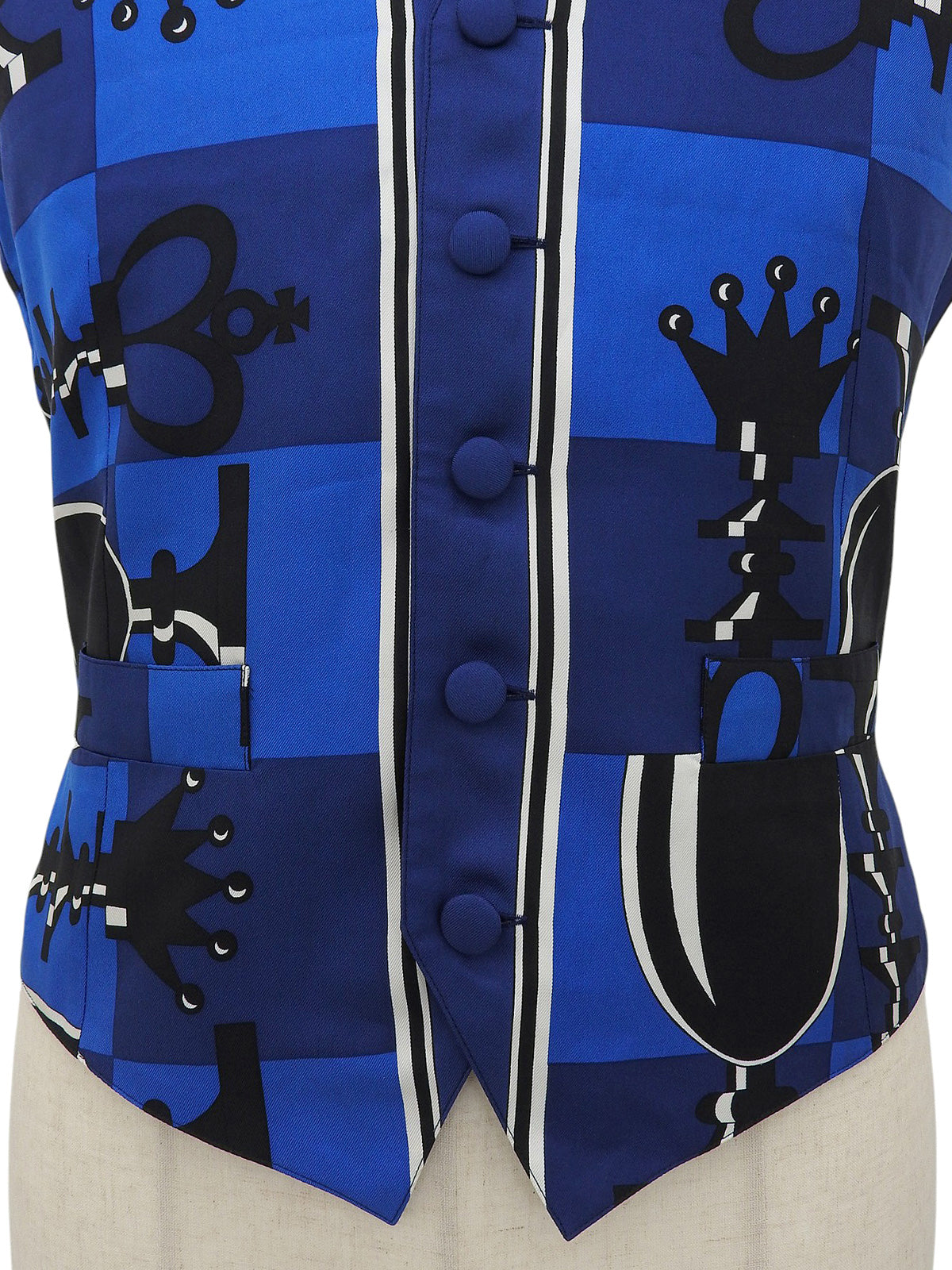 シルクスカーフデザインベスト ブルー/マルチ