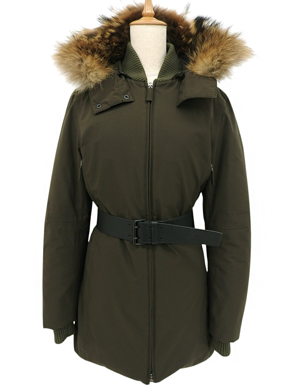 Khaki down fur jacket