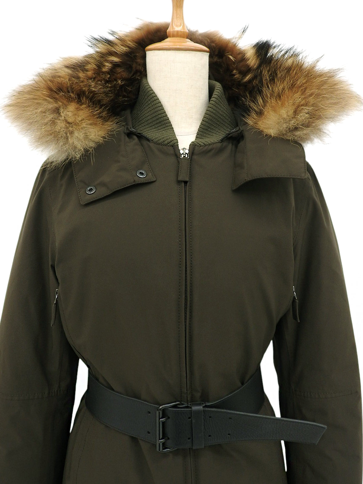Khaki down fur jacket