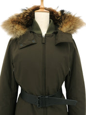Khaki down fur jacket