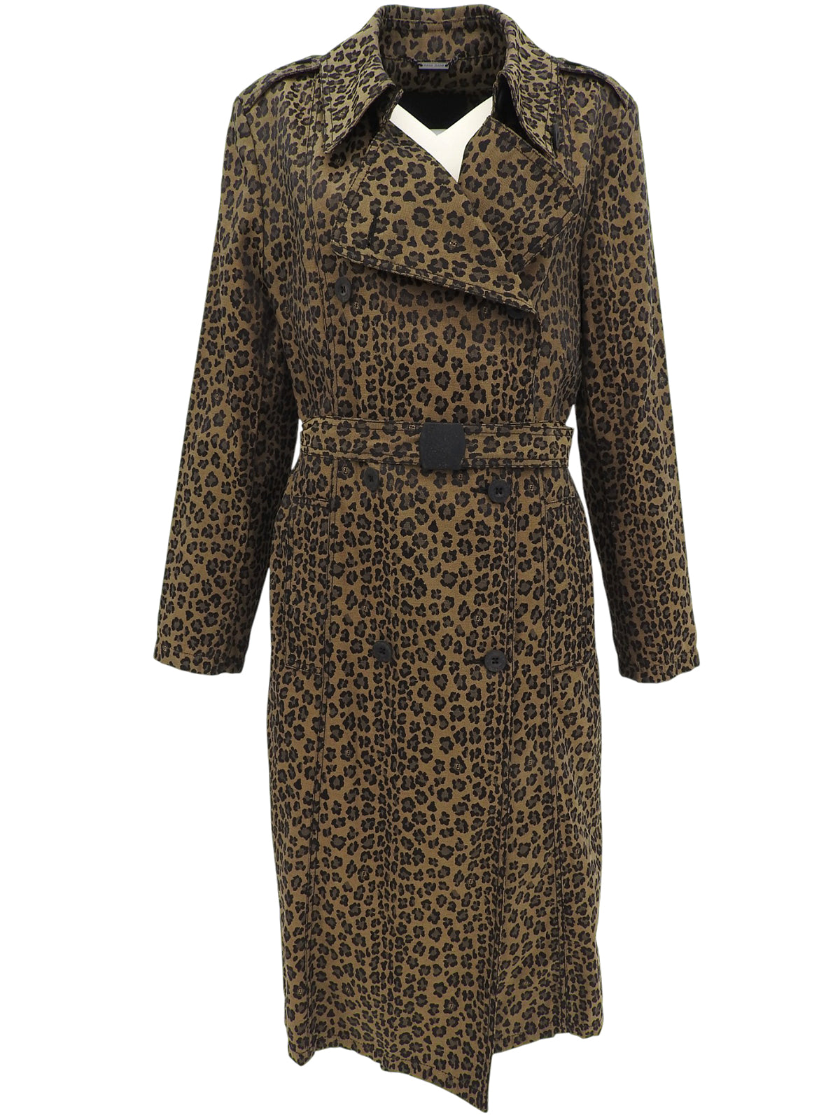 Leopard print trench coat in brown/black