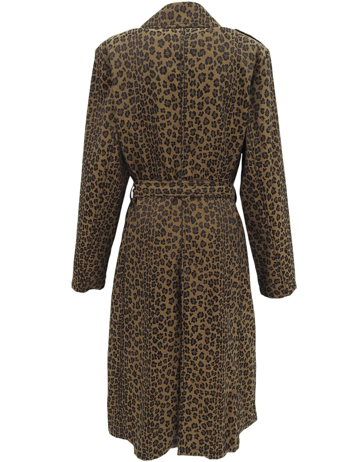 Leopard print trench coat in brown/black