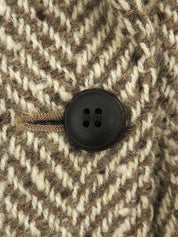 ヘリンボーンパターンロングコート　ベージュ／ブラウン