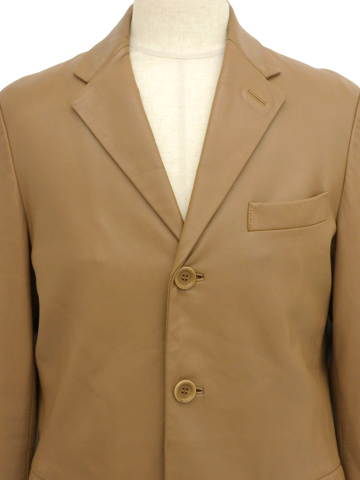 リアルレザーロゴボタンジャケット キャメル