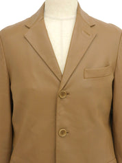 レザーロゴボタンジャケット キャメル