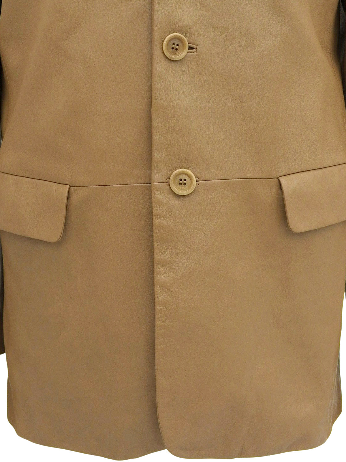 リアルレザーロゴボタンジャケット キャメル