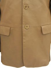 レザーロゴボタンジャケット キャメル