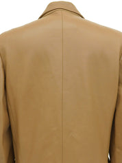 リアルレザーロゴボタンジャケット キャメル