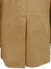 リアルレザーロゴボタンジャケット キャメル