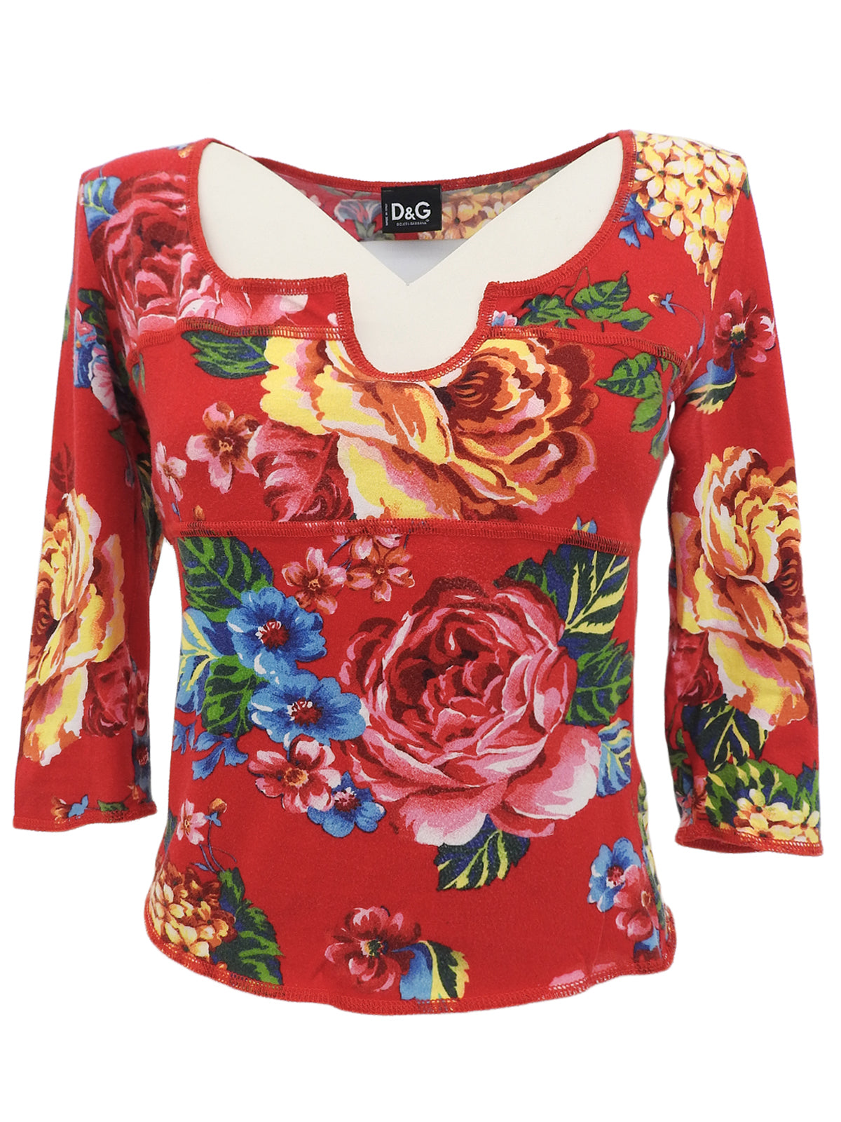 フラワーパターントップス レッド/マルチカラー