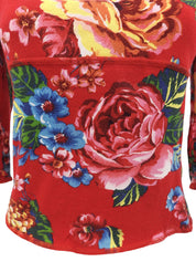 フラワーパターントップス レッド/マルチカラー