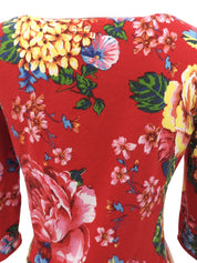 フラワーパターントップス レッド/マルチカラー