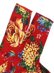 フラワーパターントップス レッド/マルチカラー