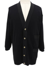 Design Button Long Cardigan in Black
