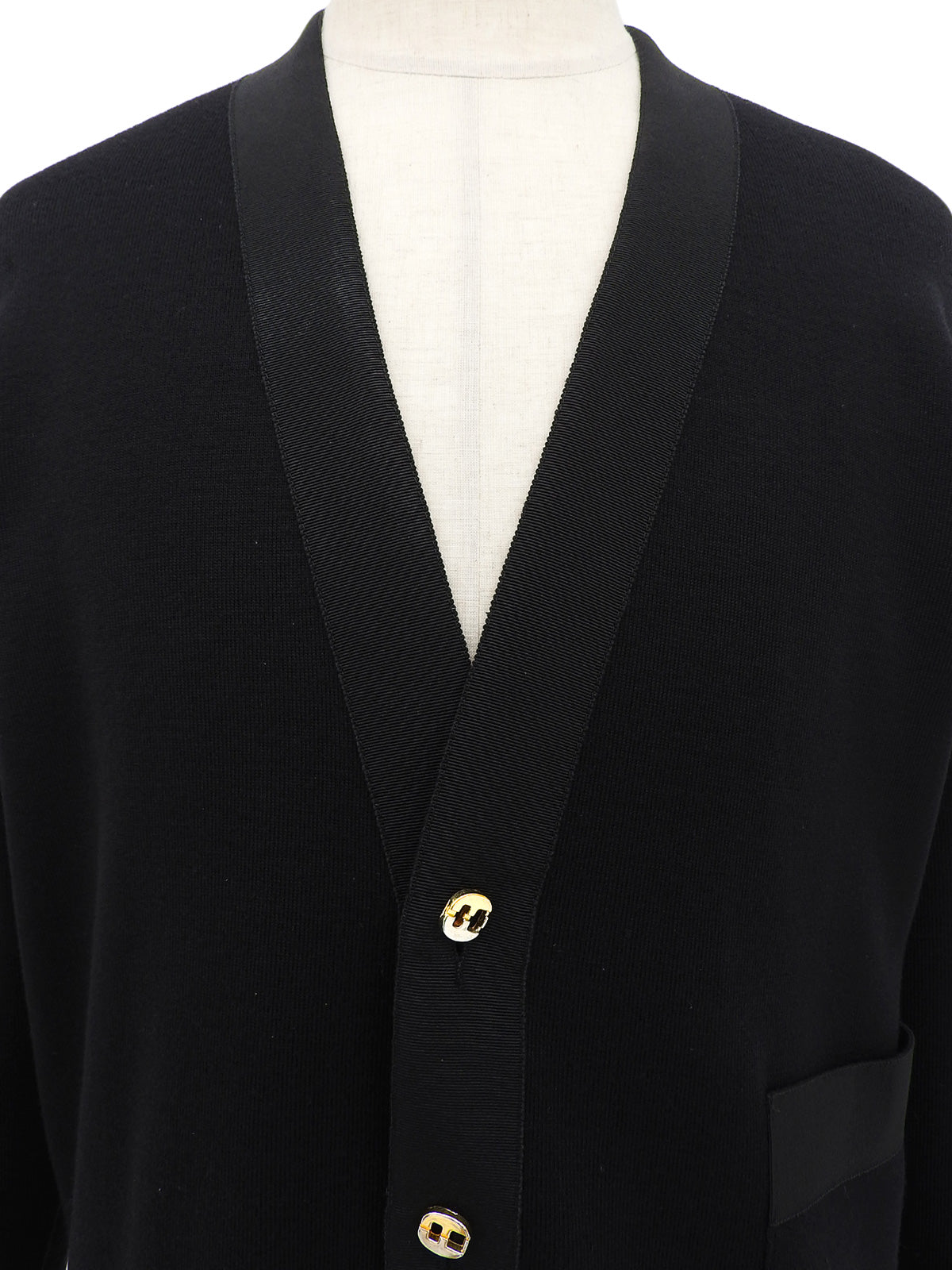 Design Button Long Cardigan in Black