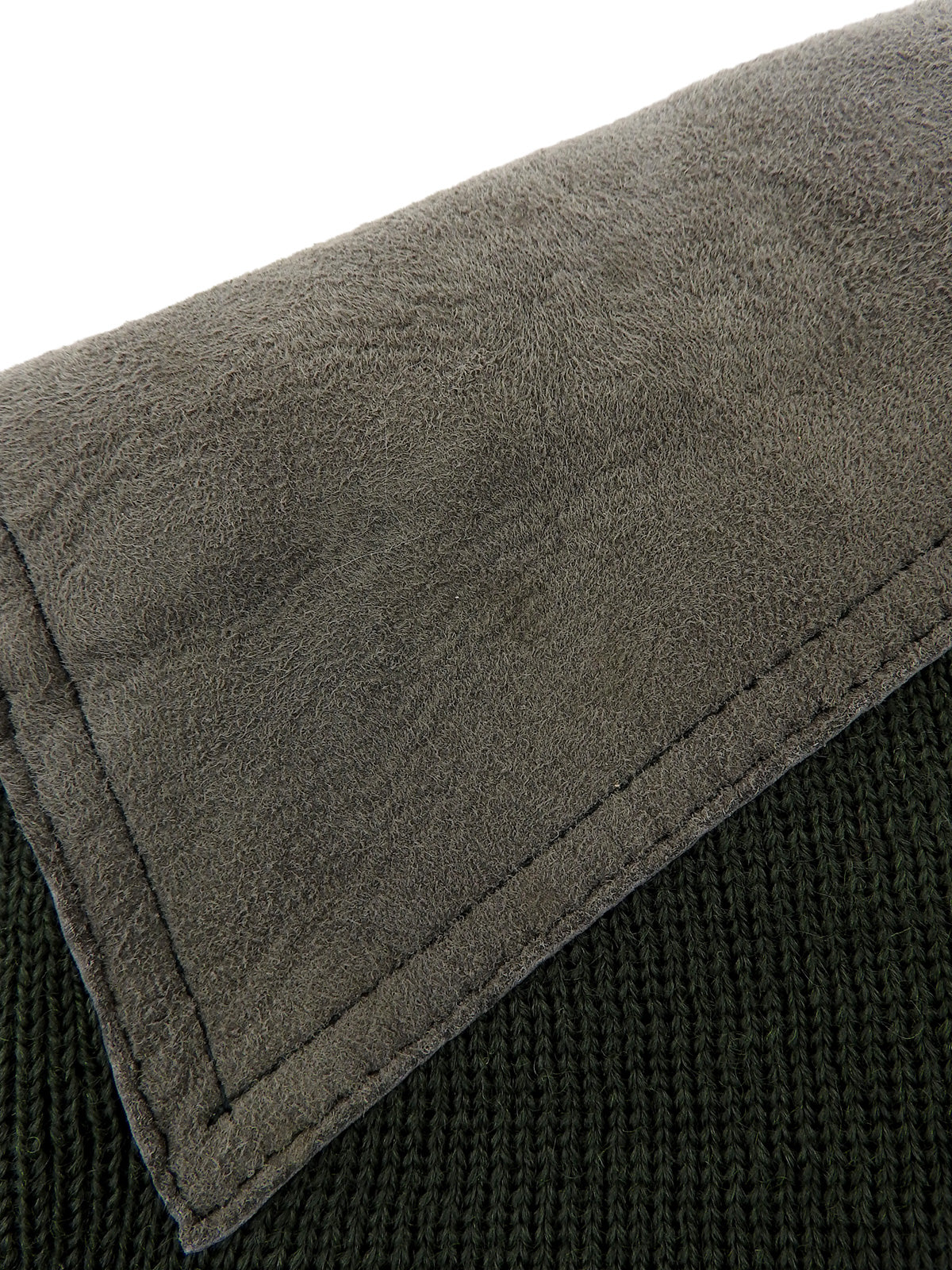 ウールロゴ刺繍カーディガン カーキ